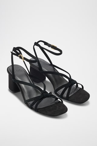 Sandales à talons en nubuck - Noir