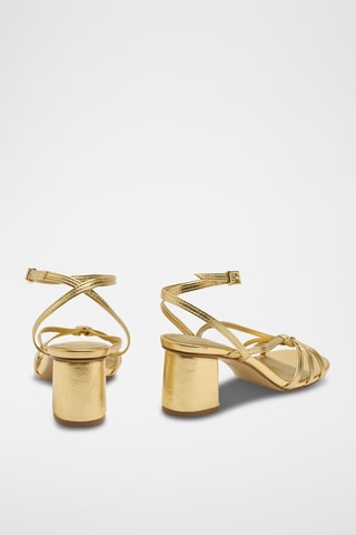 Sandales à talons en cuir - Doré