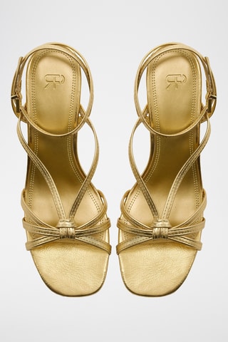 Sandales à talons en cuir - Doré