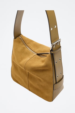 Sac porté épaule en nubuck - Camel