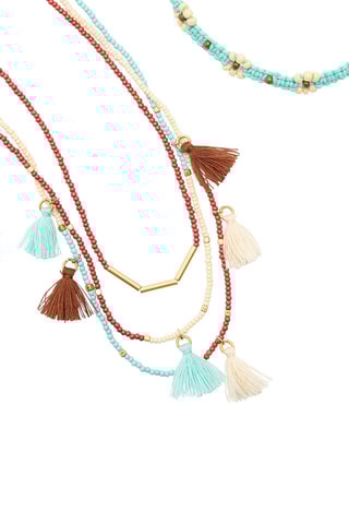 Collier - Bleu clair et marron