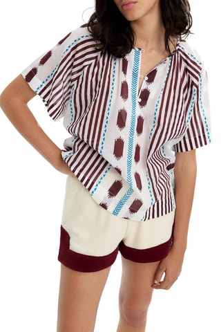 Blouse - Marron et blanc