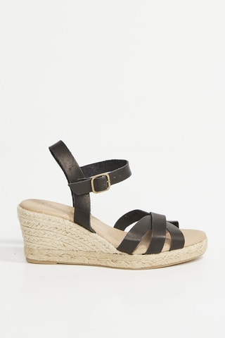 Sandales compensées en cuir Cordoba - Noir