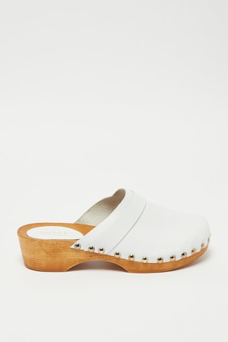 Sabots en cuir Vagabonde - Blanc et argenté