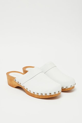 Sabots en cuir Vagabonde - Blanc et argenté