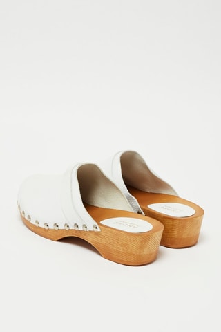 Sabots en cuir Vagabonde - Blanc et argenté