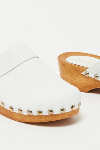 Sabots en cuir Vagabonde - Blanc et argenté