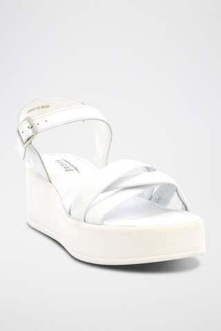 Sandales compensées en cuir Umayma - Blanc