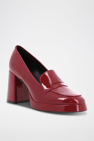 Mocassins à talons vernis Emilene - Rouge