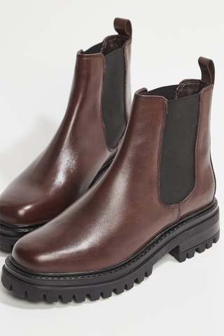 Bottines Chelsea en cuir Valerie - Marron et noir