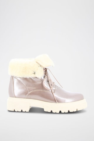 Botins forrados de plataforma em couro Iglo - Dourado-rosa - Rosa