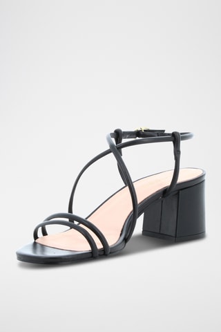 Sandálias de salto em couro Kat - Preto