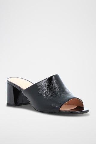 Mules à talons en cuir Ziggy - Noir