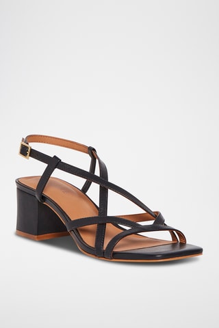 Sandálias de salto em couro Lysia - Preto
