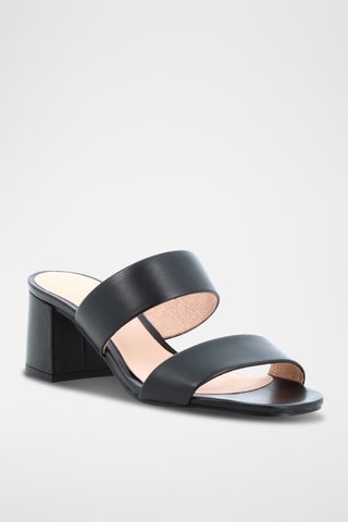 Mules à talons en cuir Melba - Noir