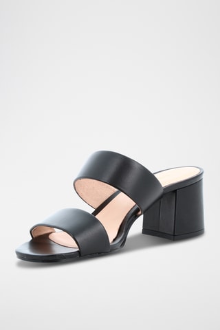 Mules à talons en cuir Melba - Noir