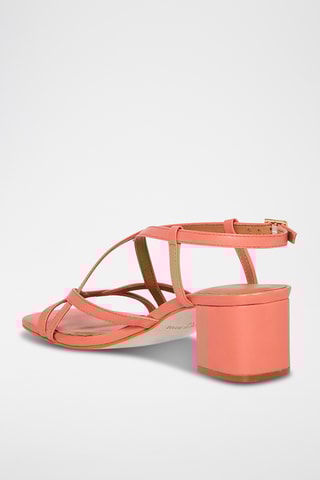 Sandálias de salto em couro Lysia - Coral