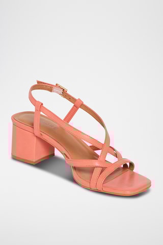 Sandálias de salto em couro Lysia - Coral