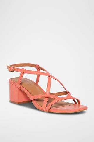 Sandálias de salto em couro Lysia - Coral