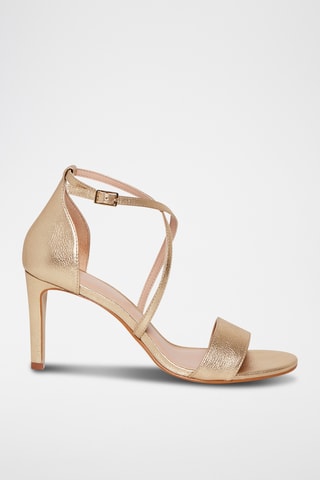Sandálias de salto em couro Ilyana - Dourado