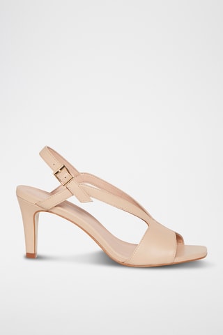 Sandálias de salto em couro Hortence - Bege