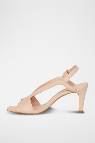Sandálias de salto em couro Hortence - Bege