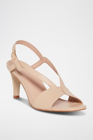 Sandálias de salto em couro Hortence - Bege