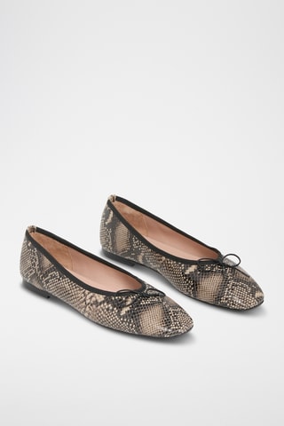 Ballerines en cuir Aelis - Noir et beige