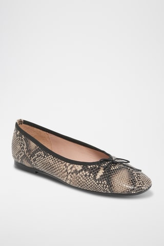 Ballerines en cuir Aelis - Noir et beige
