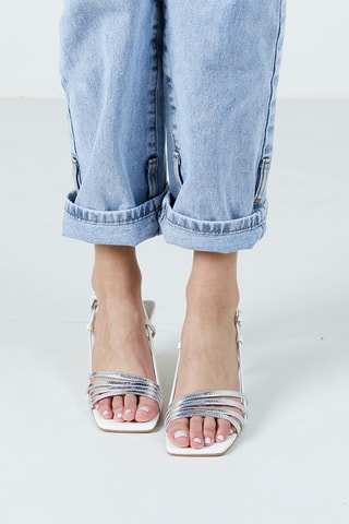 Sandálias de salto em couro Delicate - Prateado