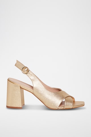 Sandálias de salto em couro Fuji - Prateado