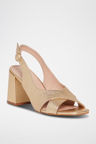 Sandálias de salto em couro Fuji - Prateado