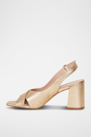 Sandálias de salto em couro Fuji - Prateado