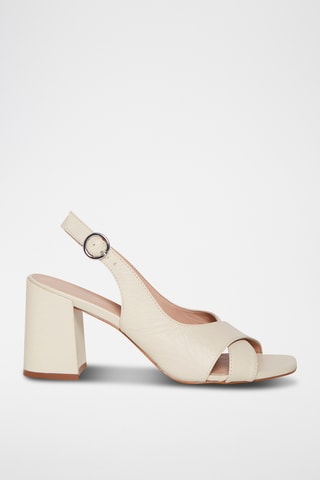 Sandálias de salto em couro Fuji - Branco