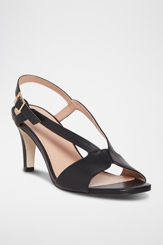 Sandálias de salto em couro Hortense - Preto