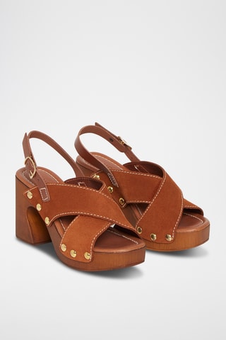 Sandálias de salto em couro Tera - Camel