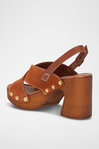 Sandálias de salto em couro Tera - Camel