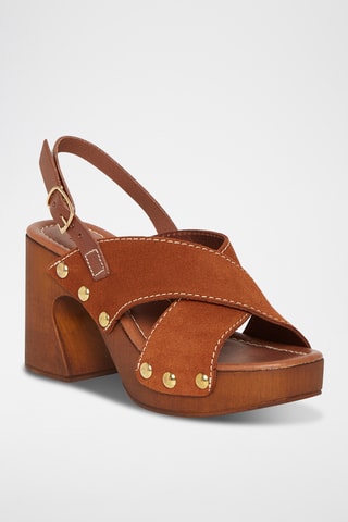 Sandálias de salto em couro Tera - Camel