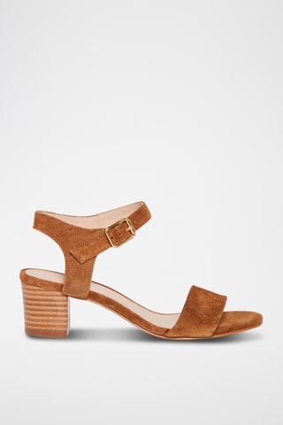 Sandálias de salto em nobuck Pearl - Camel