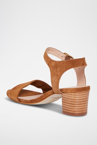 Sandálias de salto em nobuck Pearl - Camel