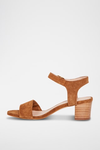 Sandálias de salto em nobuck Pearl - Camel