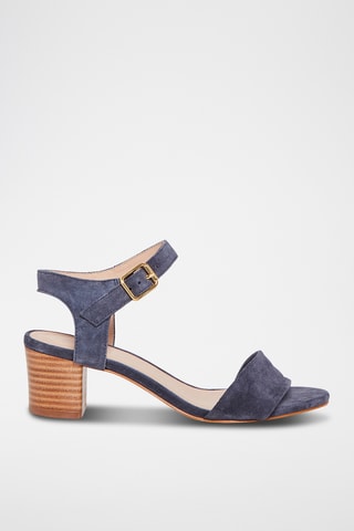Sandálias de salto em nobuck Pearl - Azul-marinho