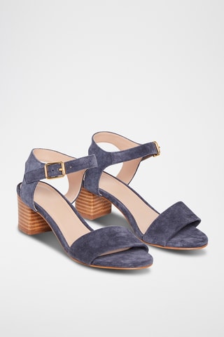 Sandálias de salto em nobuck Pearl - Azul-marinho