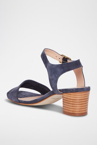 Sandálias de salto em nobuck Pearl - Azul-marinho