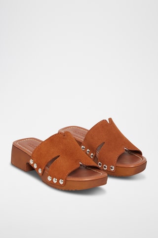 Mules à talons en nubuck Pera - Camel