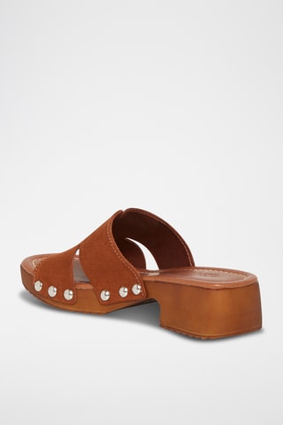 Mules à talons en nubuck Pera - Camel