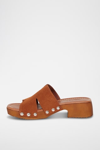 Mules à talons en nubuck Pera - Camel