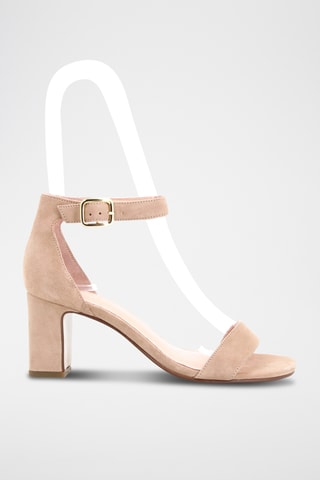 Sandálias de salto em couro de cabra nobuck Fairfie - Bege