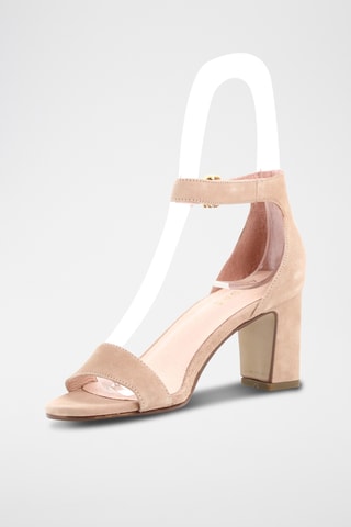 Sandálias de salto em couro de cabra nobuck Fairfie - Bege