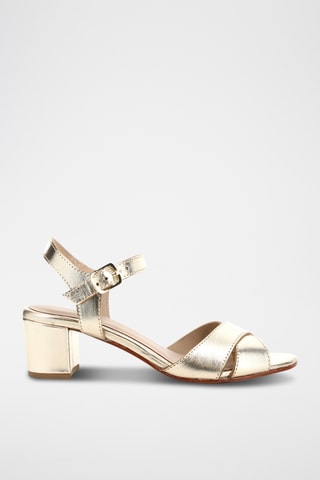 Sandálias de salto em couro Liza - Dourado